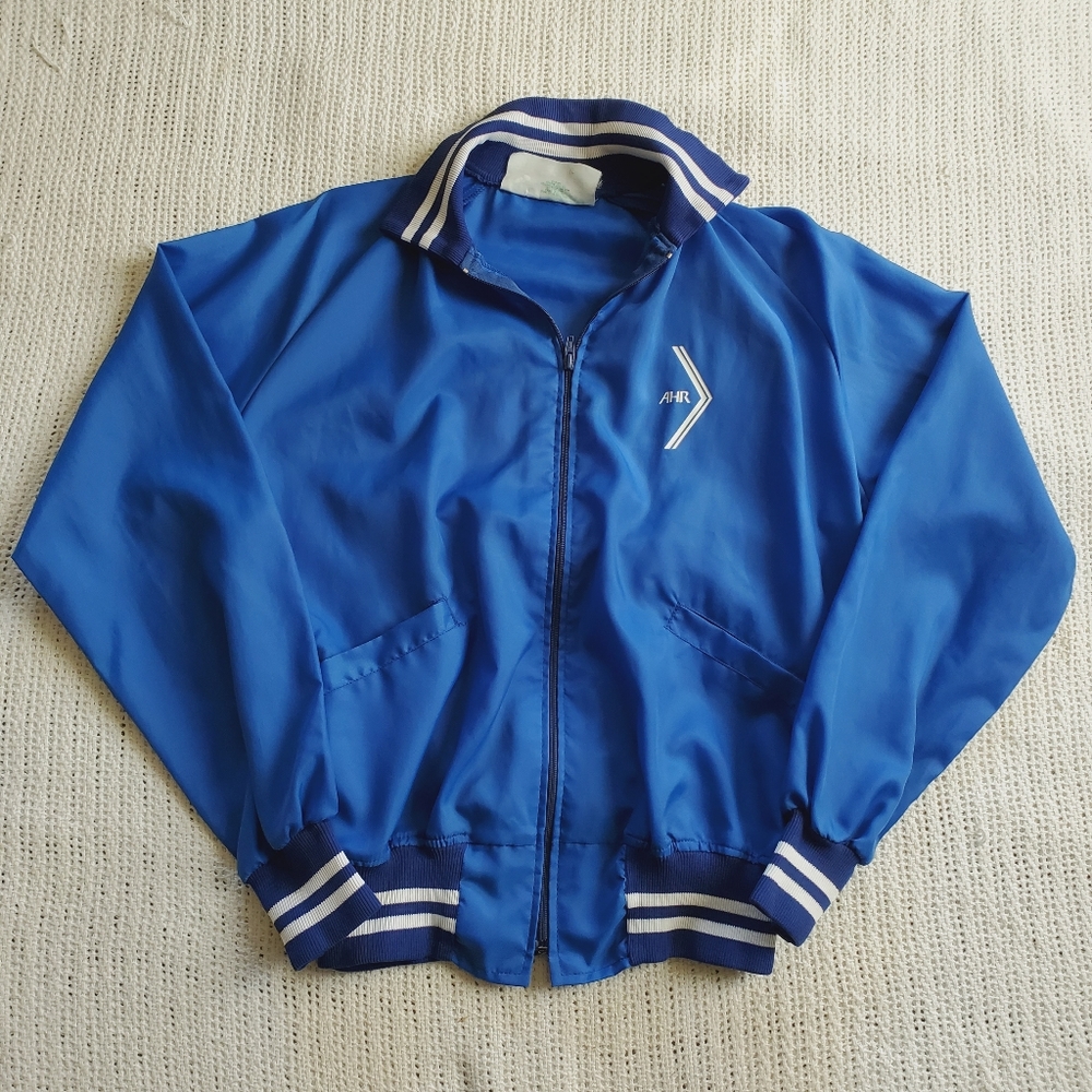 Vintage Halloway One Shell White Blue USA Made Varsity Jacket Size Medium